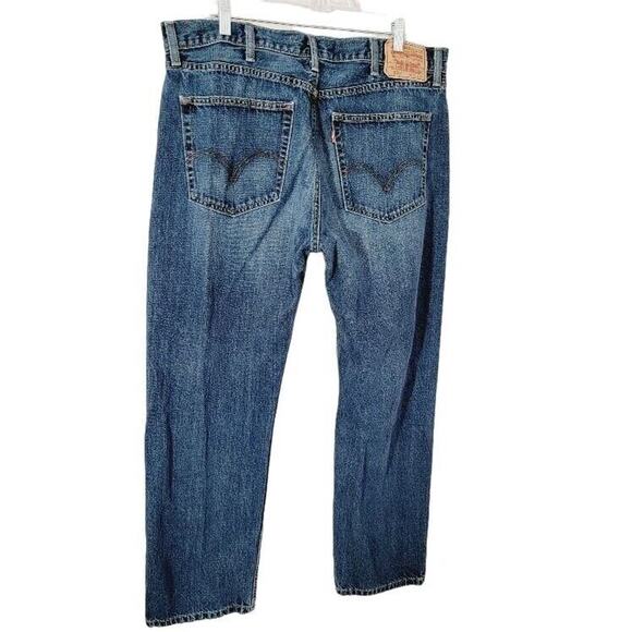 Levi's 505 Jeans Men's Sz 38/32 Distressed Straight Fit Medium Blue Wash Rustic - Picture 2 of 12